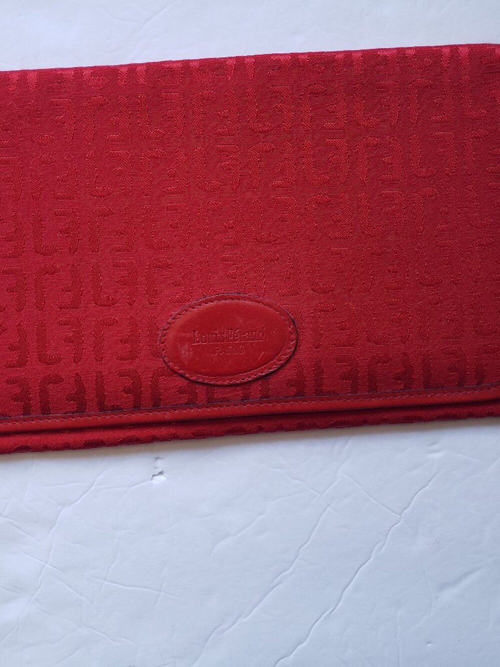 Vintage Louis Feraud Paris Canvas Monogram Red Envelope Clutch Bag Purse